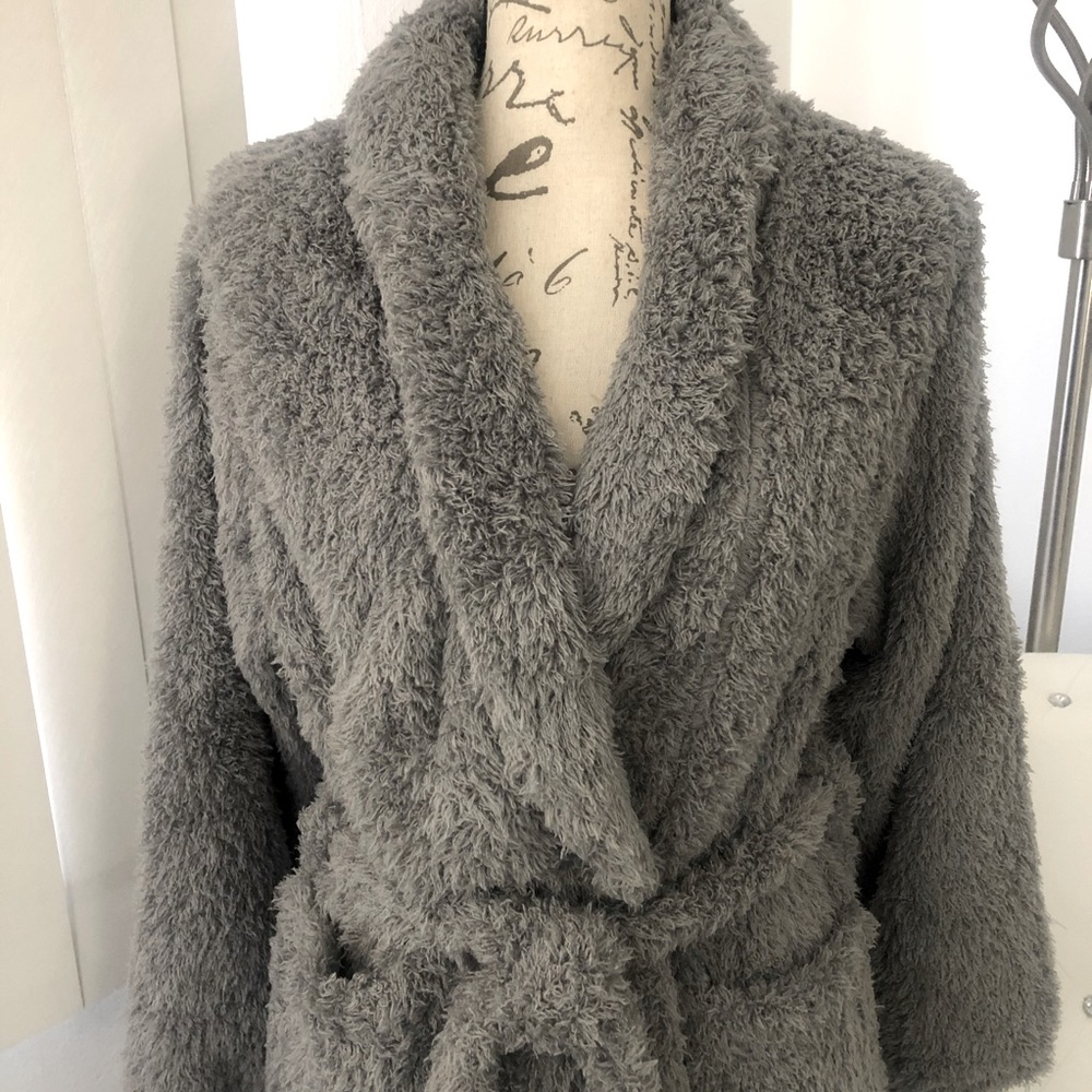 NWT Natori Plush Silver/Gray Short Eyelash Robe XS - Picture 6 of 12